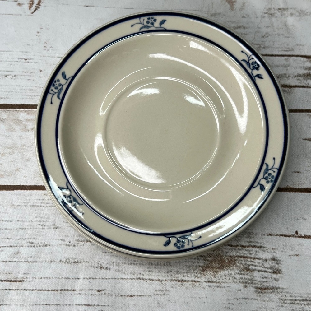 Brick Oven Stoneware Saucers in the Scandia Blue Pattern - Set of 5 6.25"